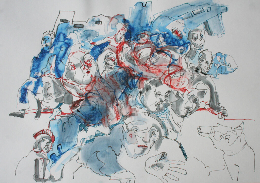 Aquarell Tuschestift Figurativ