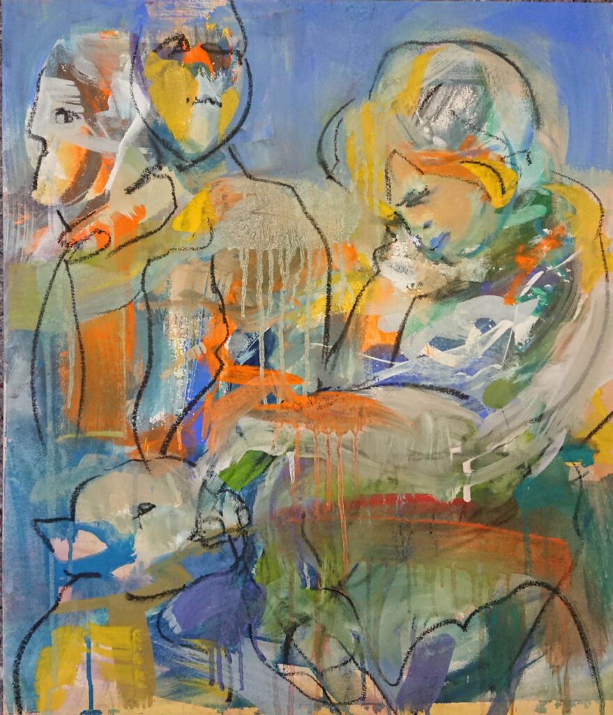 abstrakt figurativ kamille fuchs schwein acrylpainting