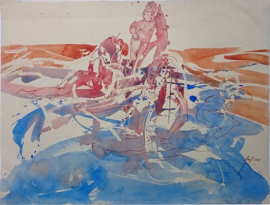 Aquarell Wasserspielestrand Wasser Lineart watercolor figur