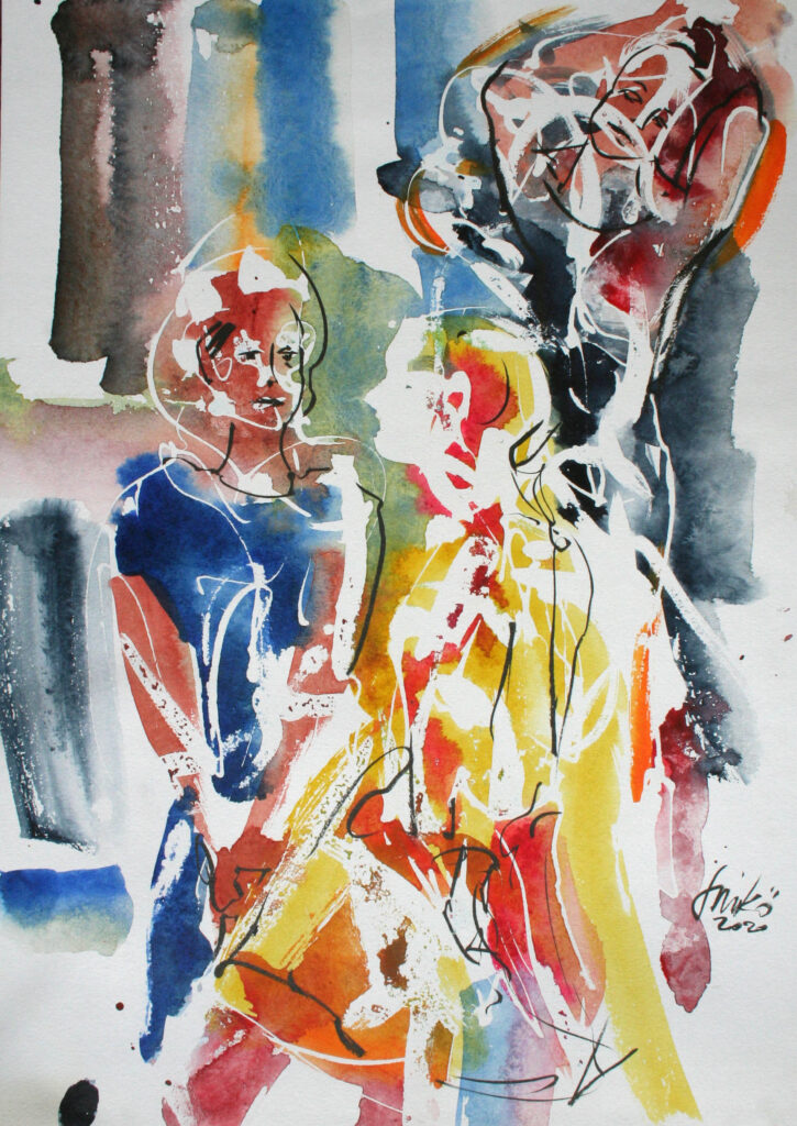 Aquarell Tuschestift Figurativ Lineart Maskierflüssigkeit Maskierstift Rubbelkrepp brushpen fude