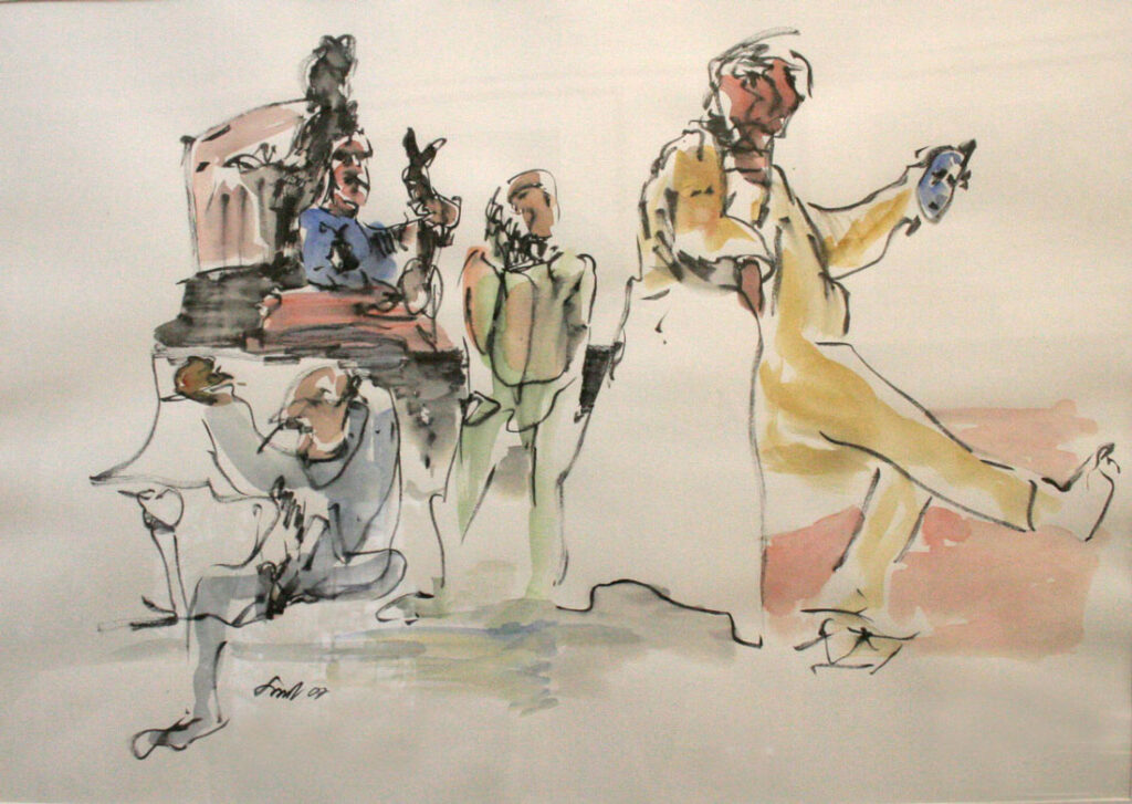 Theater Hase Watercolor Aquarell brushstroke