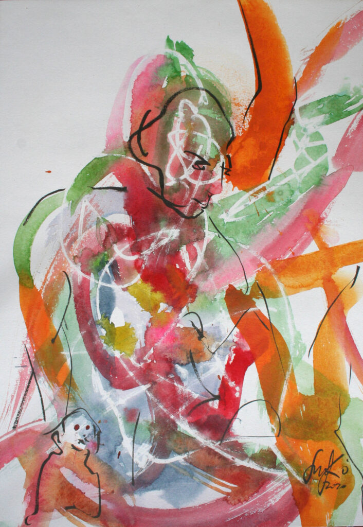 Maskierstift Rubbelkrepp brushpen fude Aquarell dynamisch