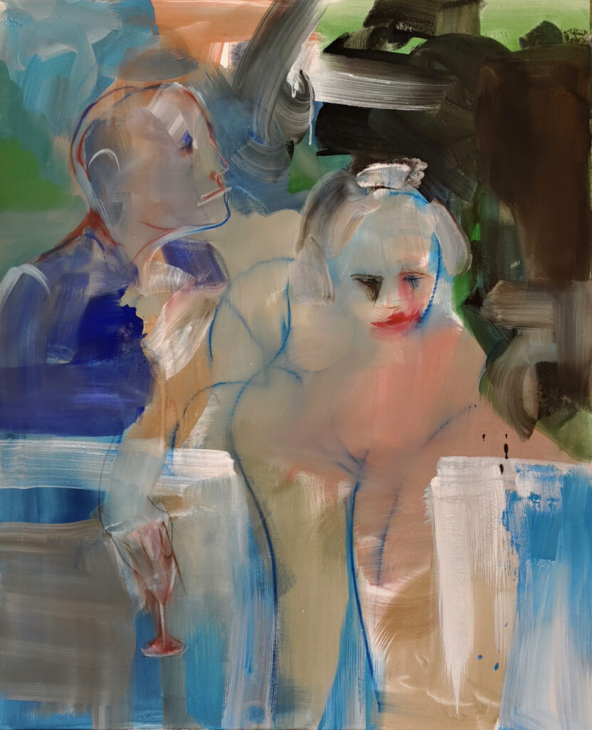 end of summer badeschluss dark weather figurativ painting semiabstrakt