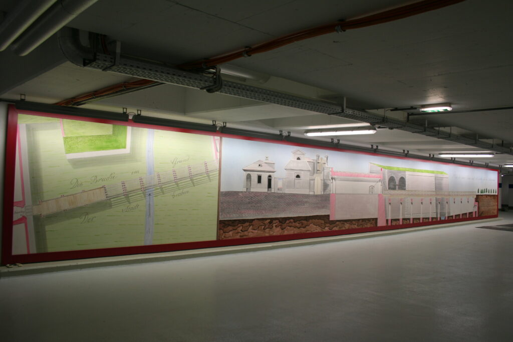 Malerei Großformat Stadtplan Karolinenbrücke Innenstadt parkgarage