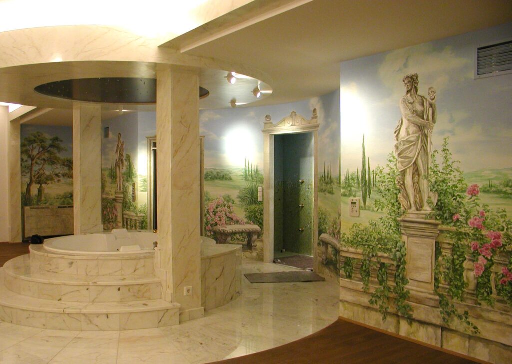 Illusionsmalerei Marmorimitation Toskana Wandmalerei Scheinarchitektur wellness